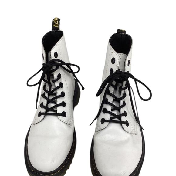 Dr Martens Women's White Black Luana Lace Up Combat Boots Shoes Size 8 - Picture 2 of 8